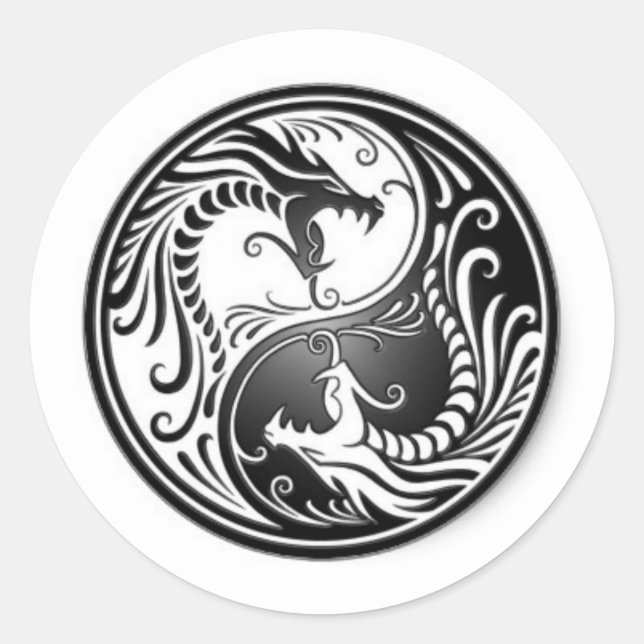 yin yang dragoes classic round sticker (Front)