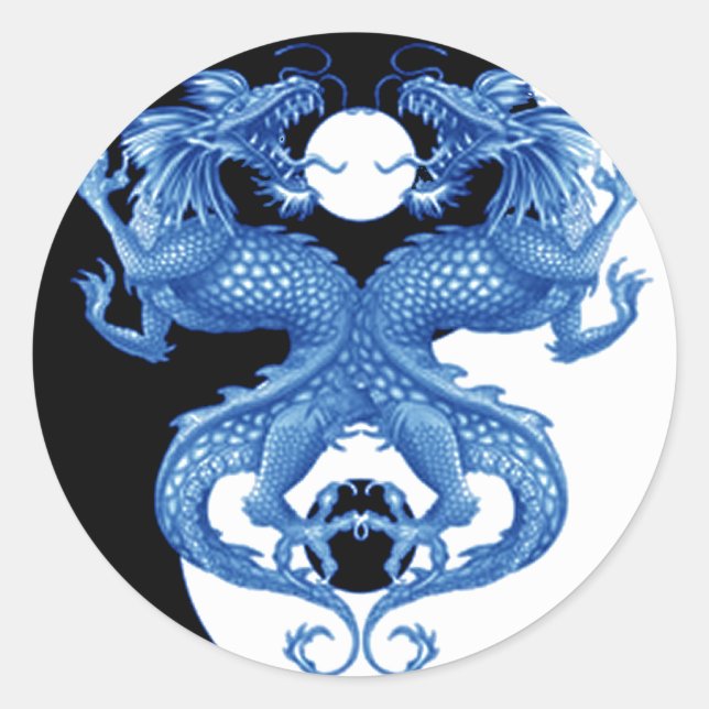 Yin Yang Dragon 2 Classic Round Sticker (Front)