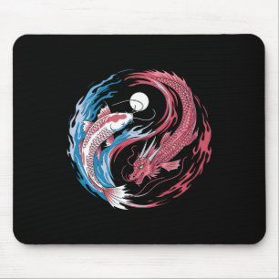 Yin Yang Dragon And Koi Fusion Funny Zen Yoga For Mouse Pad