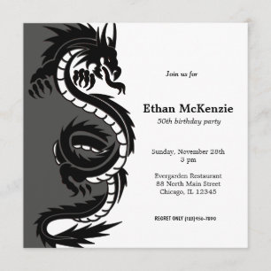 Yin Yang Dragon Birthday theme Invitation
