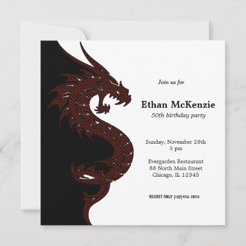 Yin Yang Dragon birthday theme Invitation