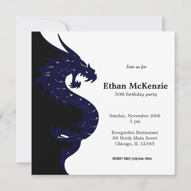 Yin Yang Dragon birthday theme Invitation (Front)