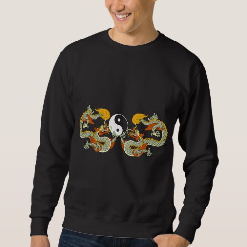Yin Yang Dragon Black T_Shirt Sweatshirt