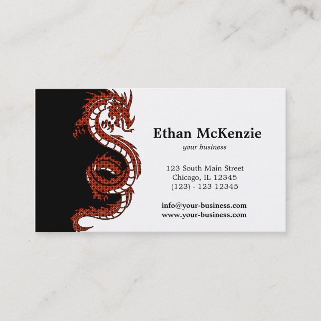 Yin Yang Dragon Business Card (Front)