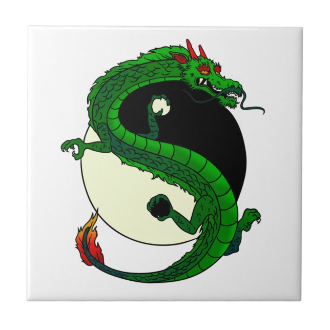 Yin Yang Dragon. Ceramic Tile (Front)