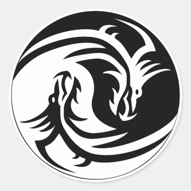 Yin Yang Dragon Classic Round Sticker (Front)