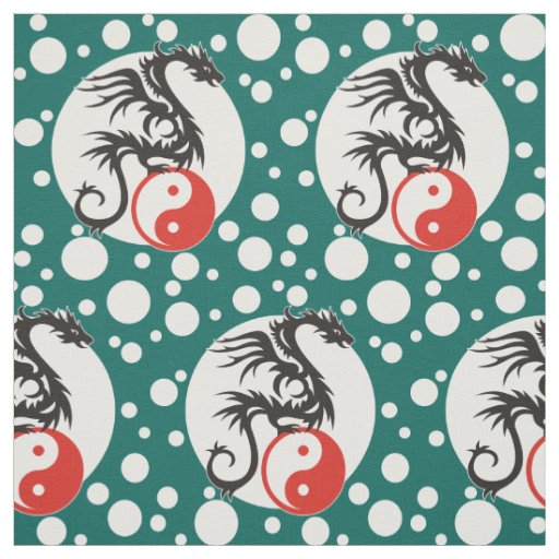 Yin & Yang Dragon Energy + your backgr. & ideas Fabric