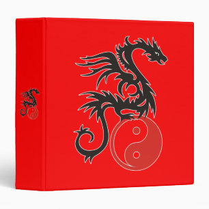 Yin & Yang Dragon fire red 3 Ring Binder