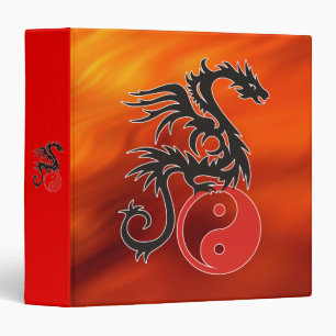 Yin & Yang Dragon fire red waves Binder