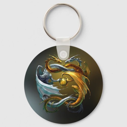 Yin Yang Dragon Keychain