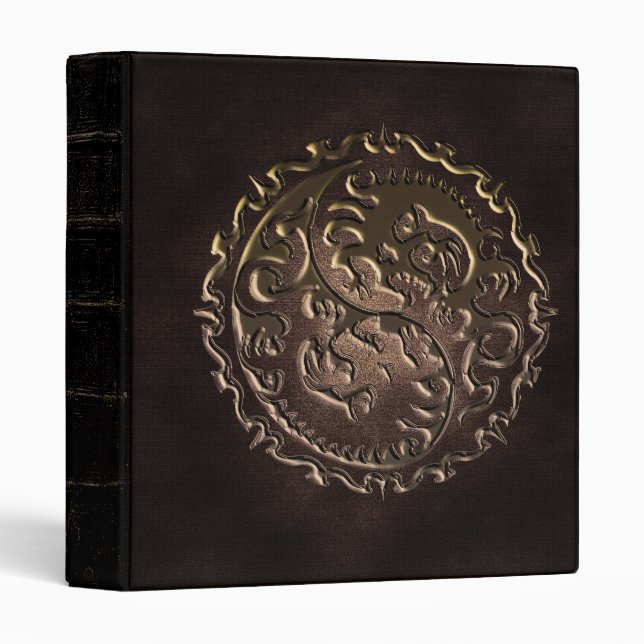 Yin Yang Dragon Leather Look Fantasy Binder (Front/Spine)
