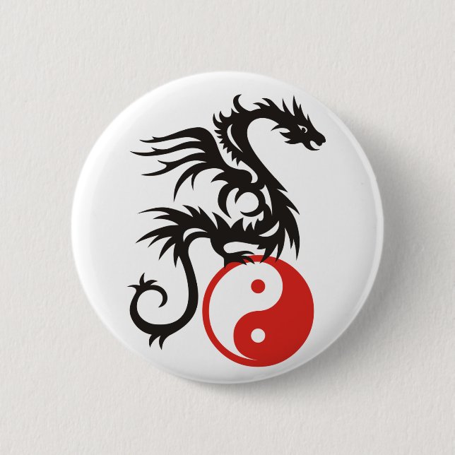 Yin & Yang Dragon Pinback Button (Front)