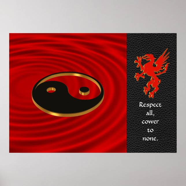 Yin Yang dragon Poster red and black (Front)