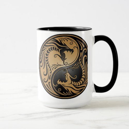 Yin Yang Dragons brown and black Mug
