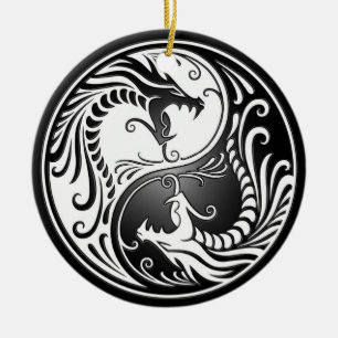 Yin Yang Dragons Ceramic Ornament