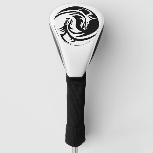 yin yang dragons golf head cover