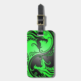Yin Yang Dragons, green and black Luggage Tag