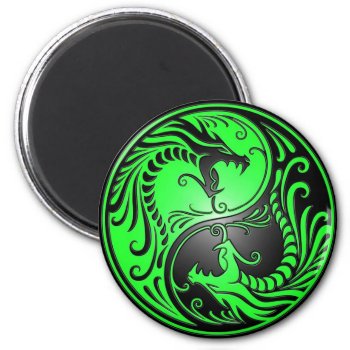 Yin Yang Dragons  Green And Black Magnet by JeffBartels at Zazzle