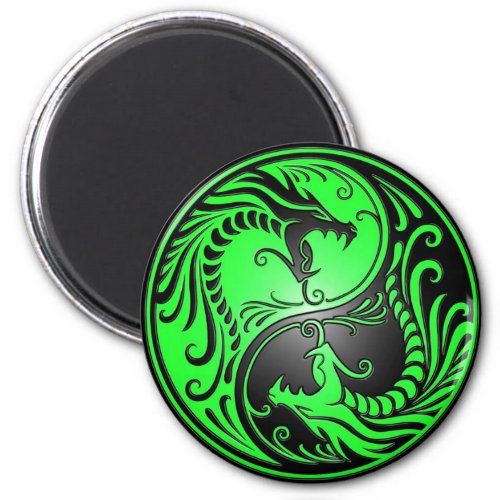 Yin Yang Dragons green and black Magnet