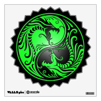 Yin Yang Dragons, green and black Wall Decal