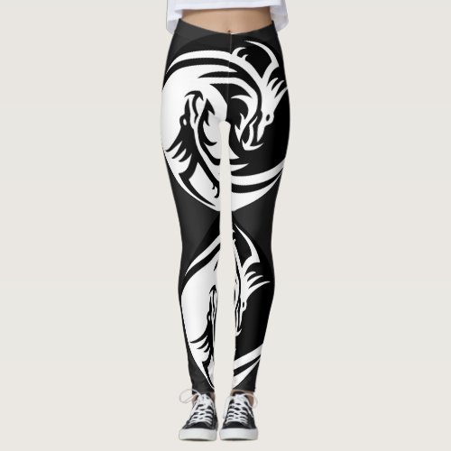 Yin Yang dragons Leggings