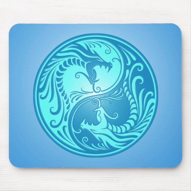 Yin Yang Dragons, light blue Mouse Pad (Front)