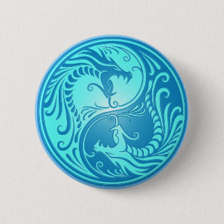 Yin Yang Dragons, light blue Pinback Button