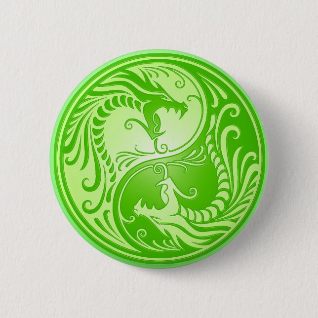 Yin Yang Dragons, light green Button (Front)