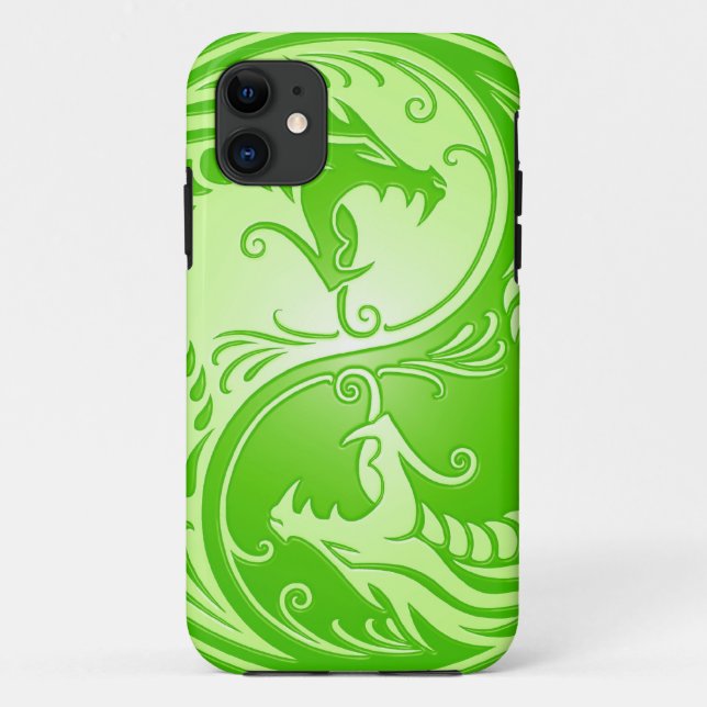 Yin Yang Dragons, light green Case-Mate iPhone Case (Back)