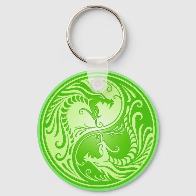 Yin Yang Dragons, light green Keychain (Front)