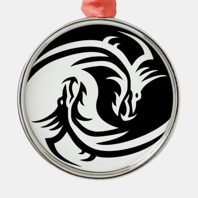 Yin Yang Dragons Metal Ornament (Front)