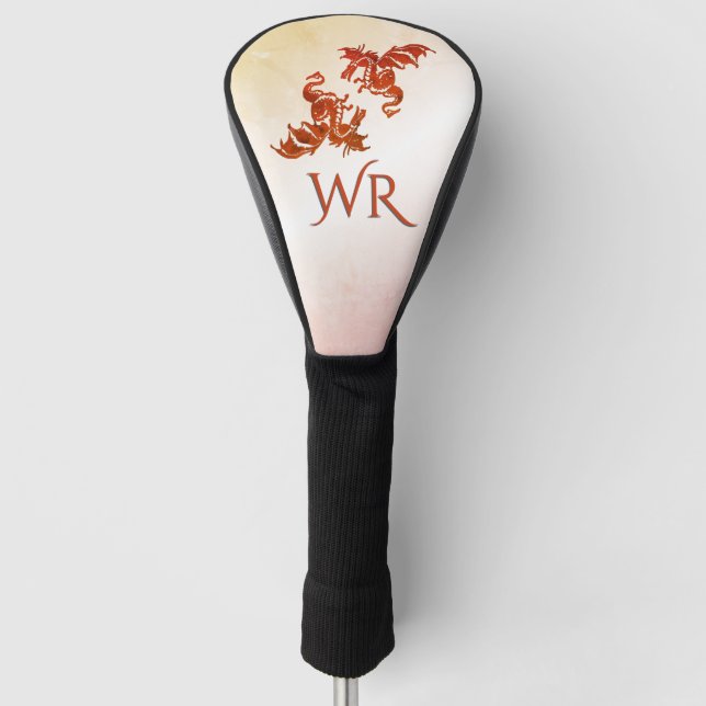 Yin Yang Dragons Monogrammed Golf Head Cover (Front)