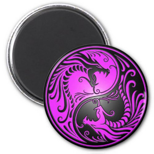 Yin Yang Dragons purple and black Magnet