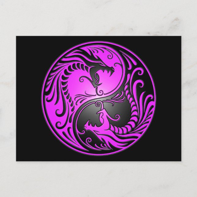 Yin Yang Dragons, purple and black Postcard (Front)