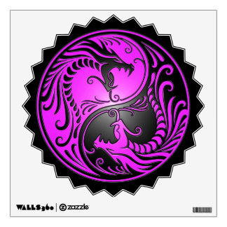 Yin Yang Dragons, purple and black Wall Decal