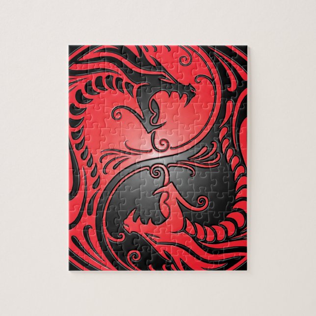 Yin Yang Dragons, red and black Jigsaw Puzzle (Vertical)