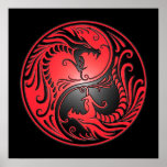Yin Yang Dragons, Red And Black Poster at Zazzle