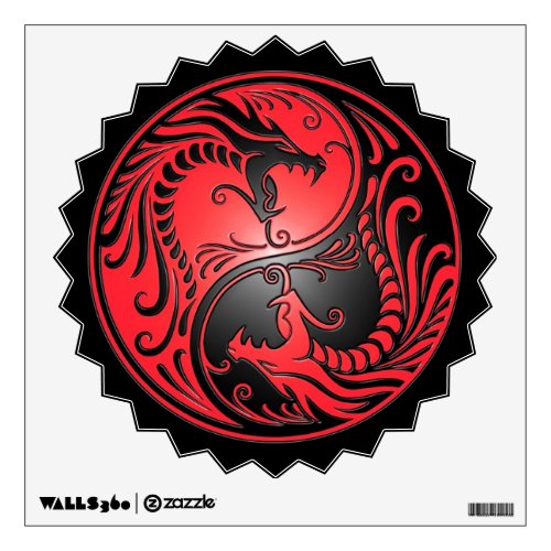 Yin Yang Dragons red and black Wall Decal