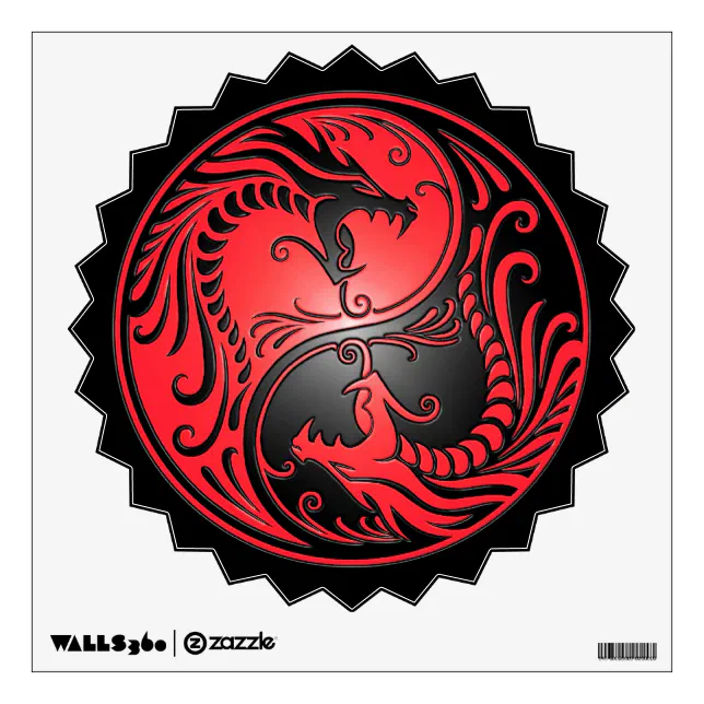 Yin Yang Dragons, red and black Wall Decal | Zazzle