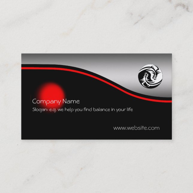 Yin-Yang Dragons, red spot, metallic effect Business Card (Front)