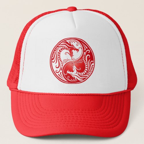 Yin Yang Dragons red Trucker Hat