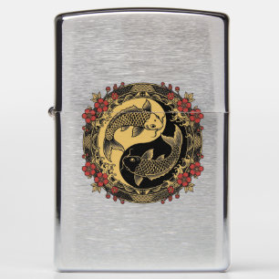 Yin Yang Dragons Silver Flip Lighter