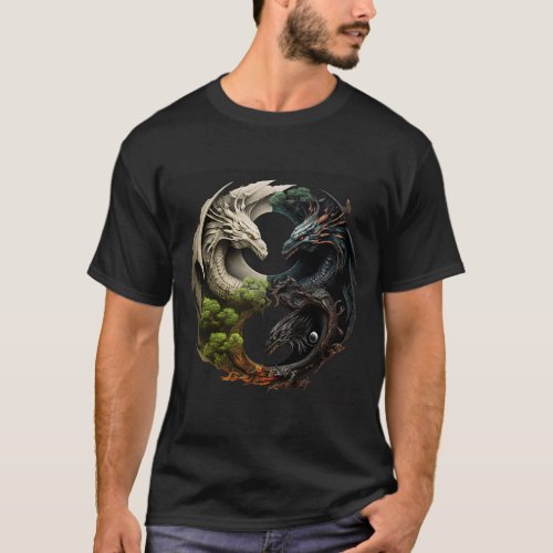Yin yang dragons T_Shirt