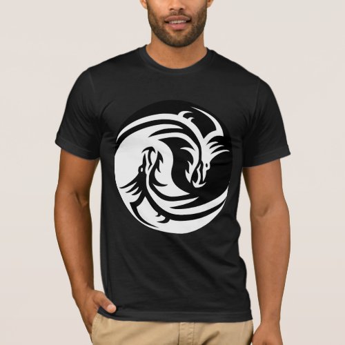 yin yang dragons T_shirt