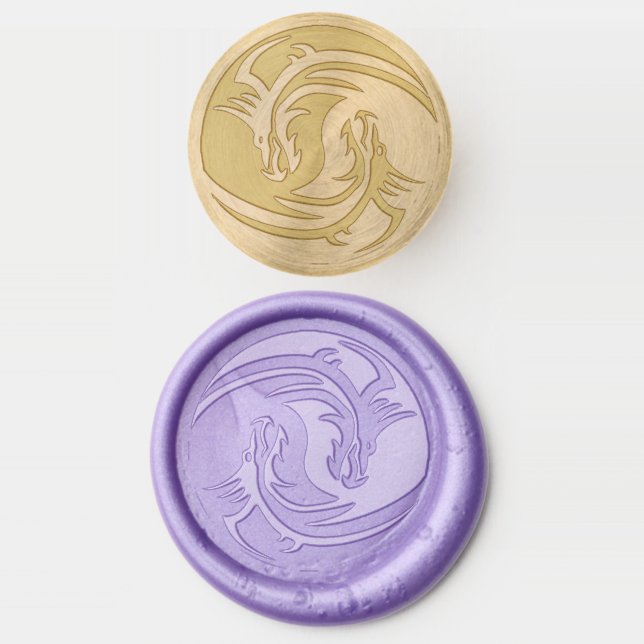 yin yang dragons wax seal stamp (Stamped)