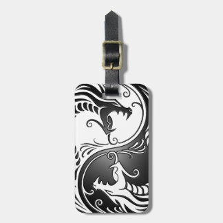 Yin Yang Dragons, white and black Luggage Tag