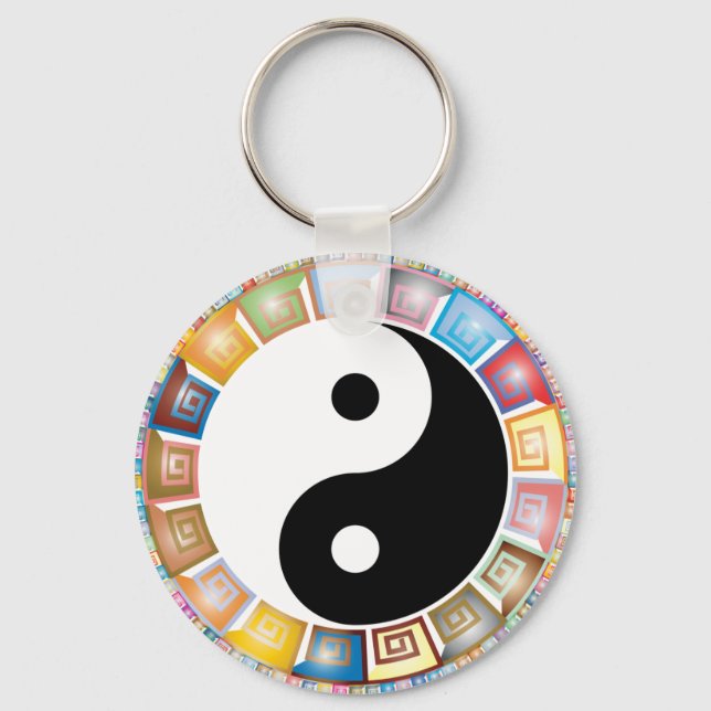 yin yang Eastern asian philosophy Keychain (Front)