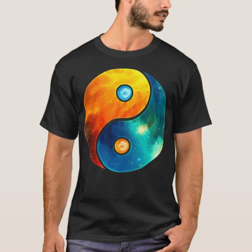 YIN YANG Elements Galay Space Fire Water Spiritual T_Shirt