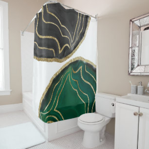 Yin Yang Emerald Black Agate Gold Glam #1 #gem #de Shower Curtain
