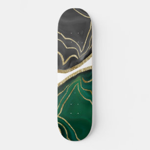 Yin Yang Emerald Black Agate Gold Glam #1 #gem #de Skateboard